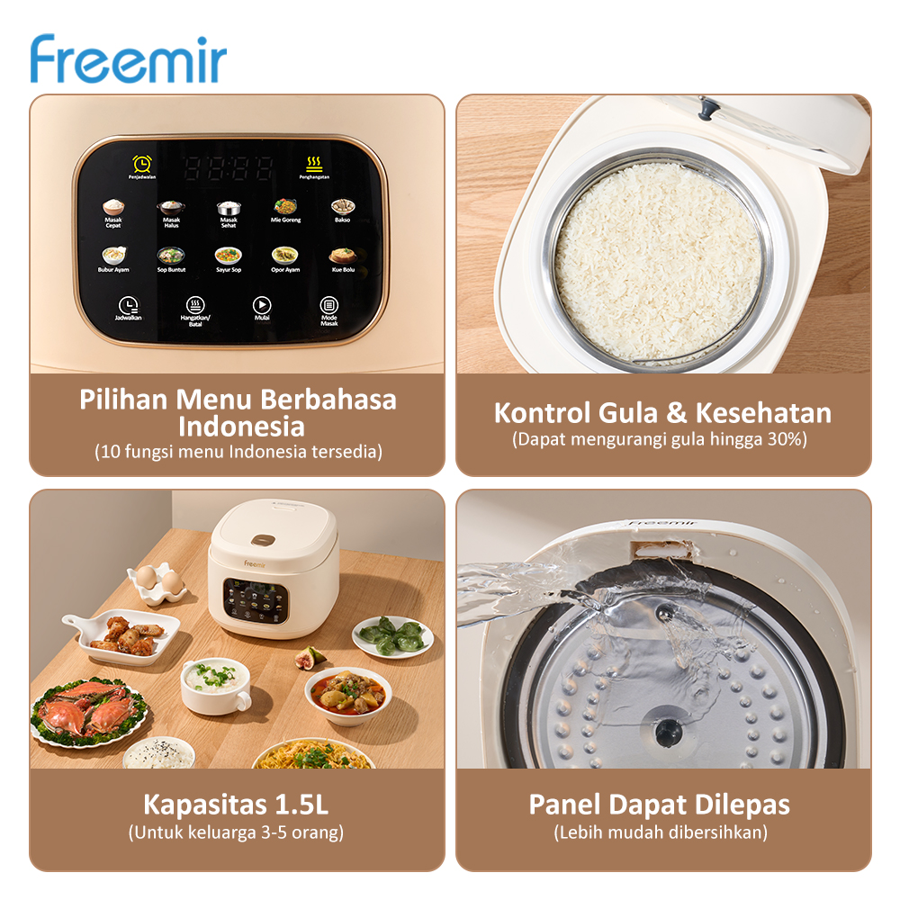 Jual freemir electric Rice Cooker Low Sugar 30% | Clean Eating Cooker 1 ...