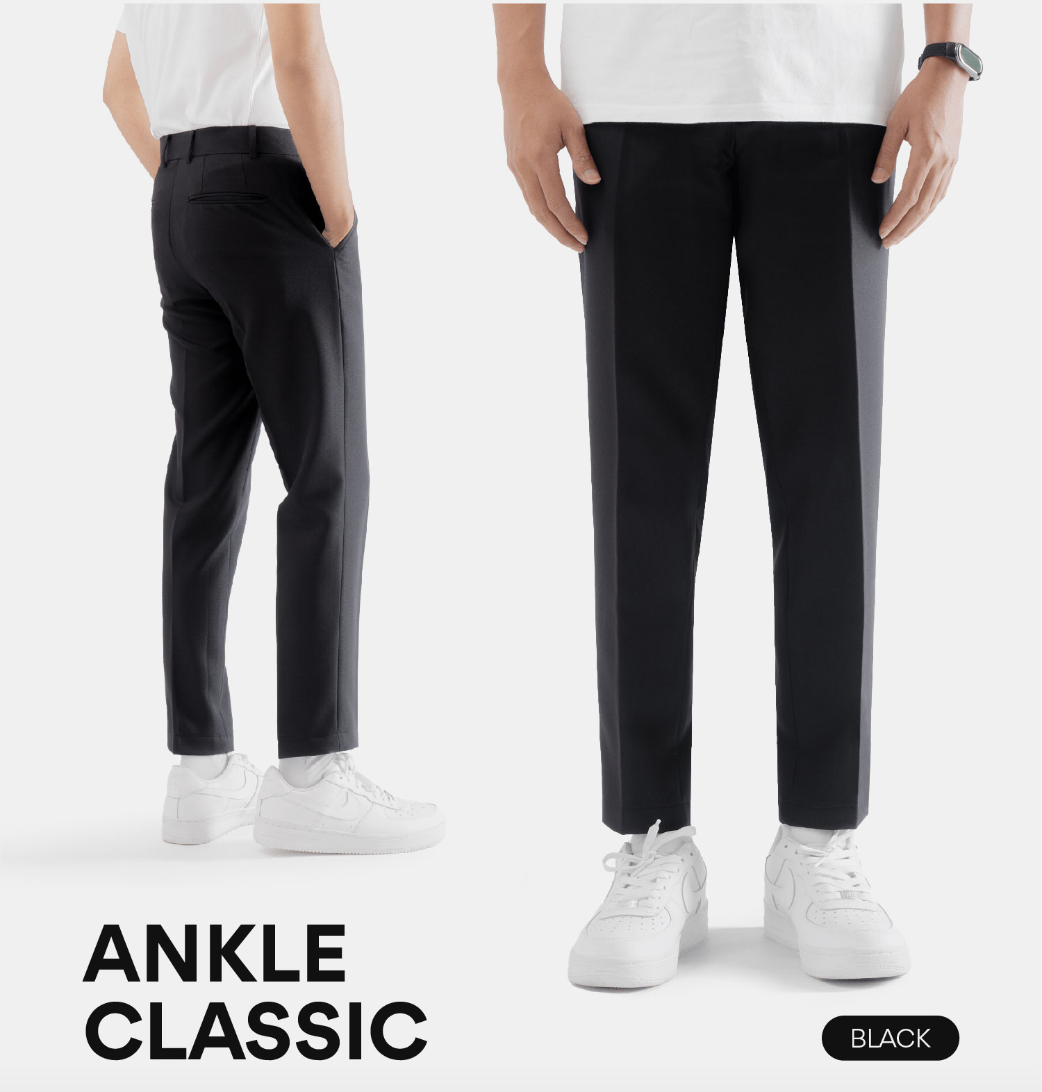 Kasual Celana Ankle Pant Pria Black Elite Slim Fit