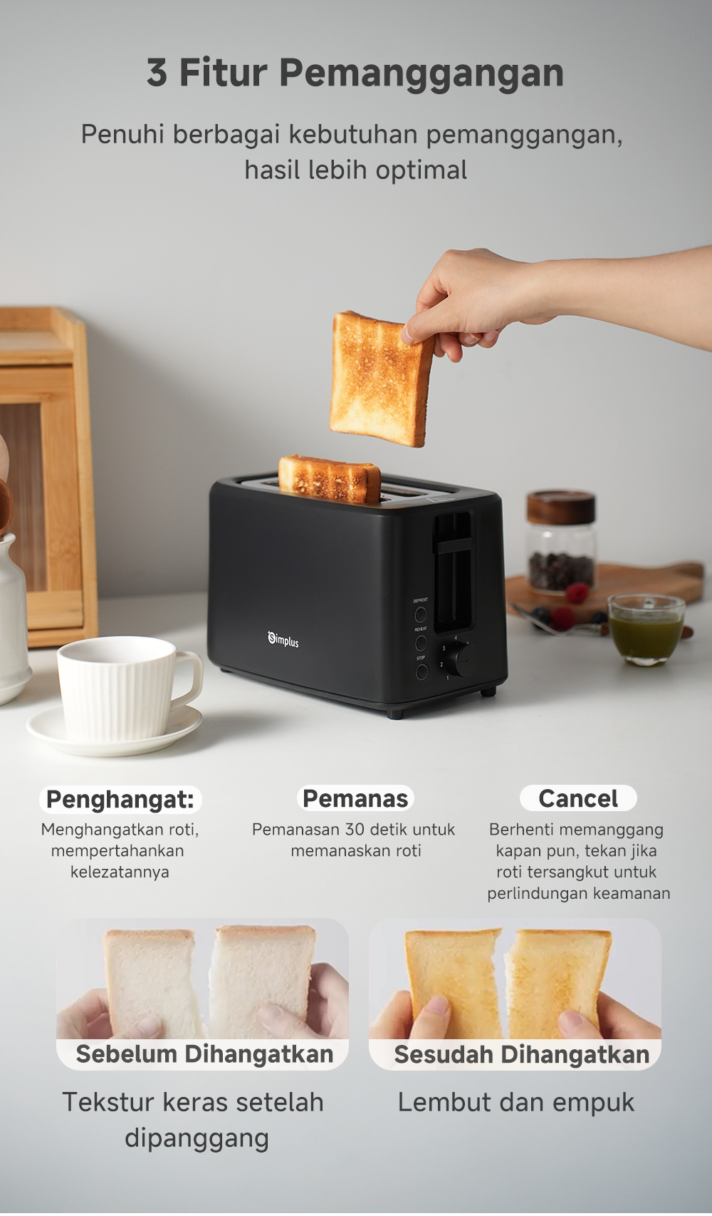 Jual Simplus Pemanggang Roti 7 Tingkat Suhu 3 Fungsi Penghangat 600 ...