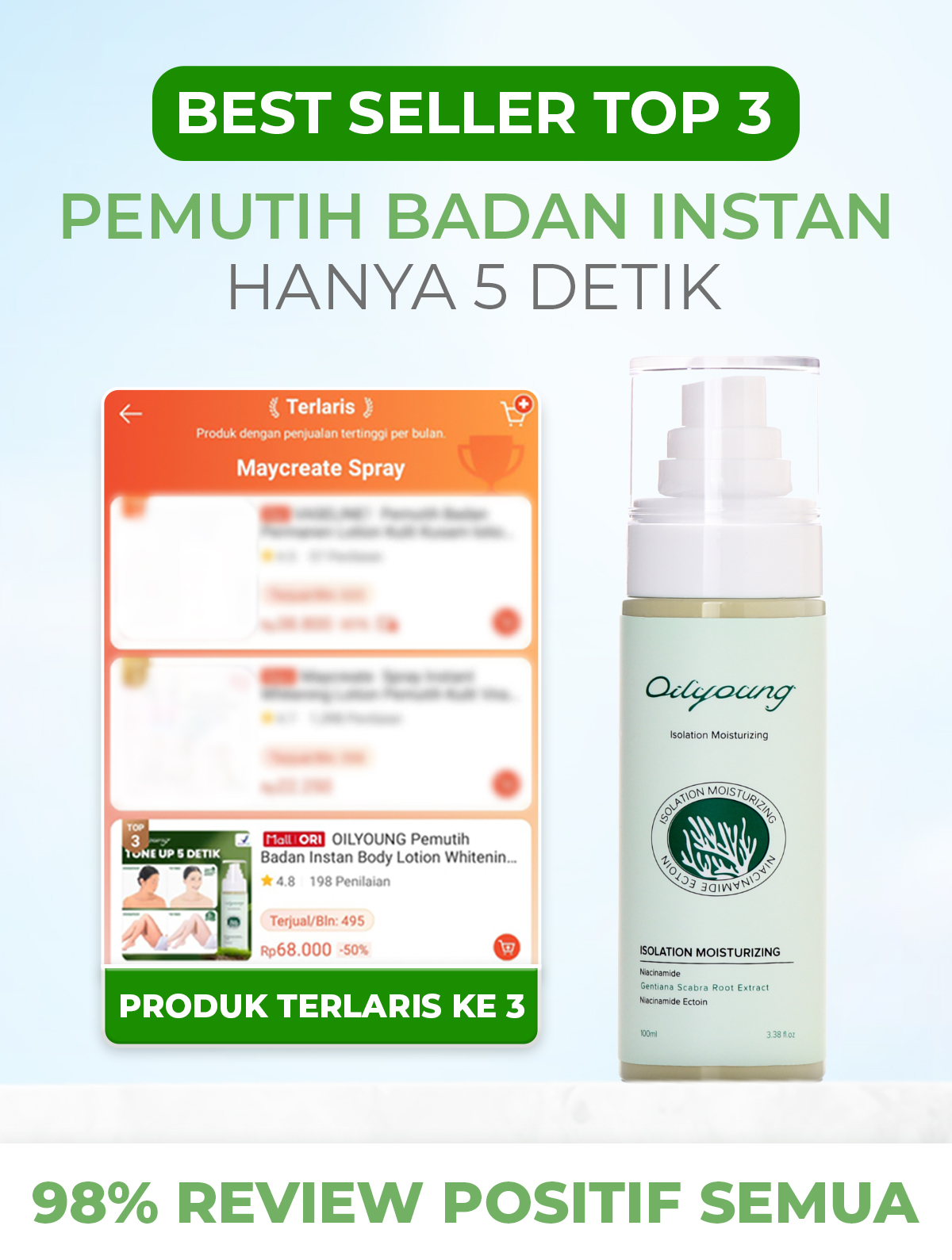 Jual OILYOUNG Pemutih Badan Instan Body Lotion Whitening Brightening ...