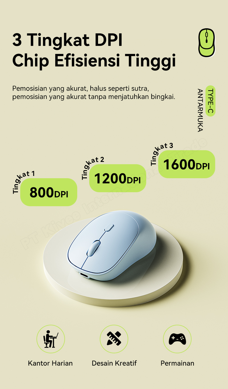 Jual BASIKE Mouse Bluetooth Wireless 3 Device Click Senyap Ergonomic ...