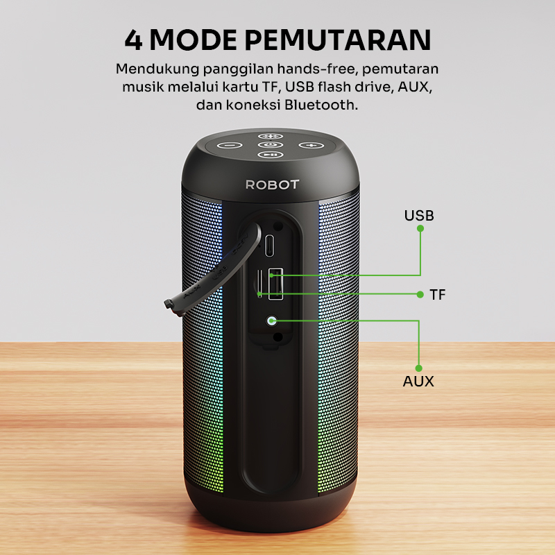 Jual ROBOT Speaker Bluetooth Superbass 10W IPX4 With RGB Light Speaker ...