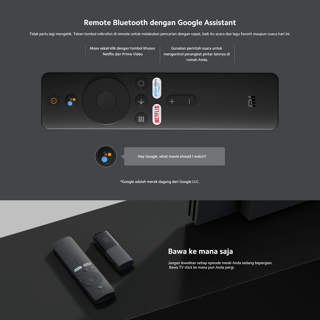 Jual Xiaomi TV Stick 1080P | Ram 1Gb Rom 8Gb | Android TV 9.0 | Support ...
