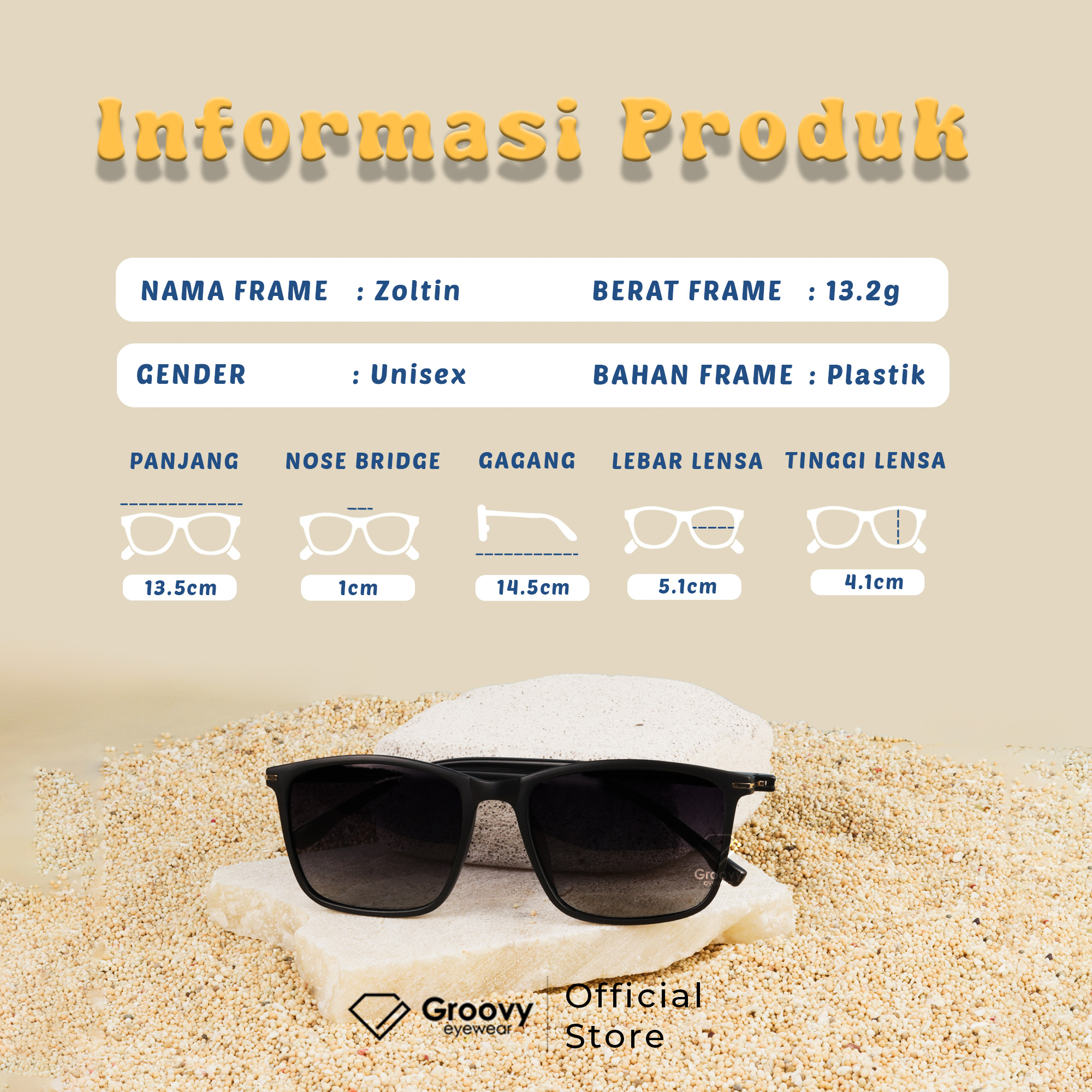 Jual Groovy Eyewear - Frame Kacamata Kotak Sunglass Zoltin Fashionable ...