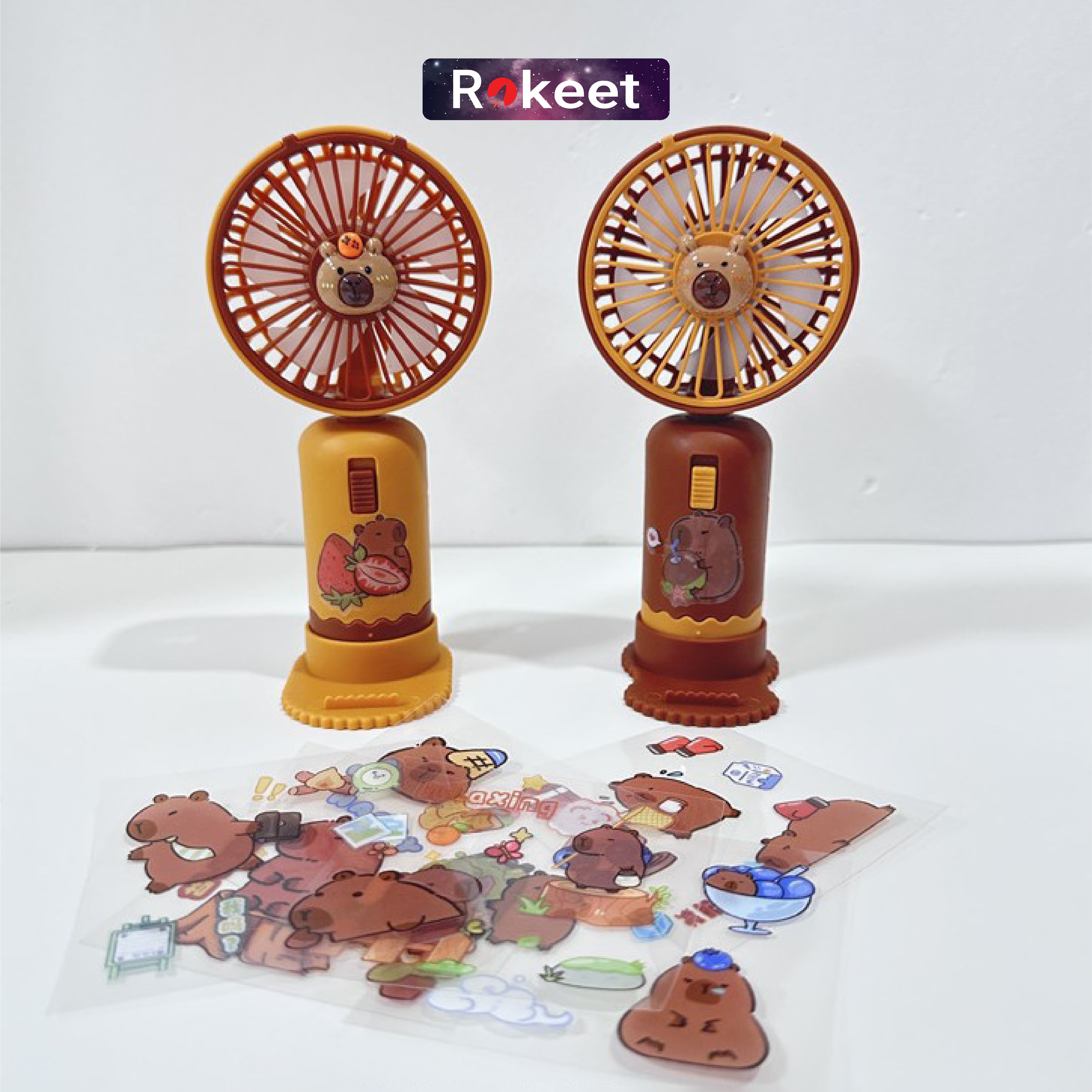 Jual Rokeet Kipas Angin Mini Portable Genggam Standing Fan Karakter ...