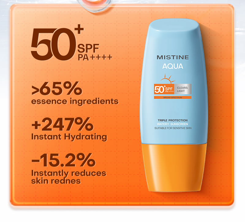 Jual MISTINE Aqua Base Triple Protection Watery Face Sunscreen SPF50 ...