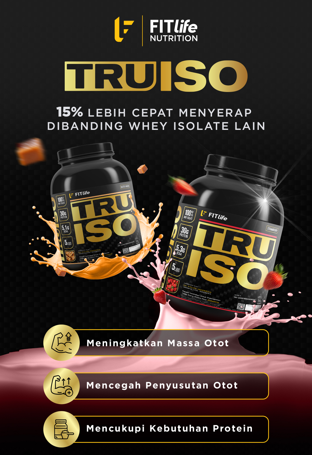 Jual FITlife Truiso Whey Protein Isolate 2lbs/900gr (WPro Iso Upgraded ...