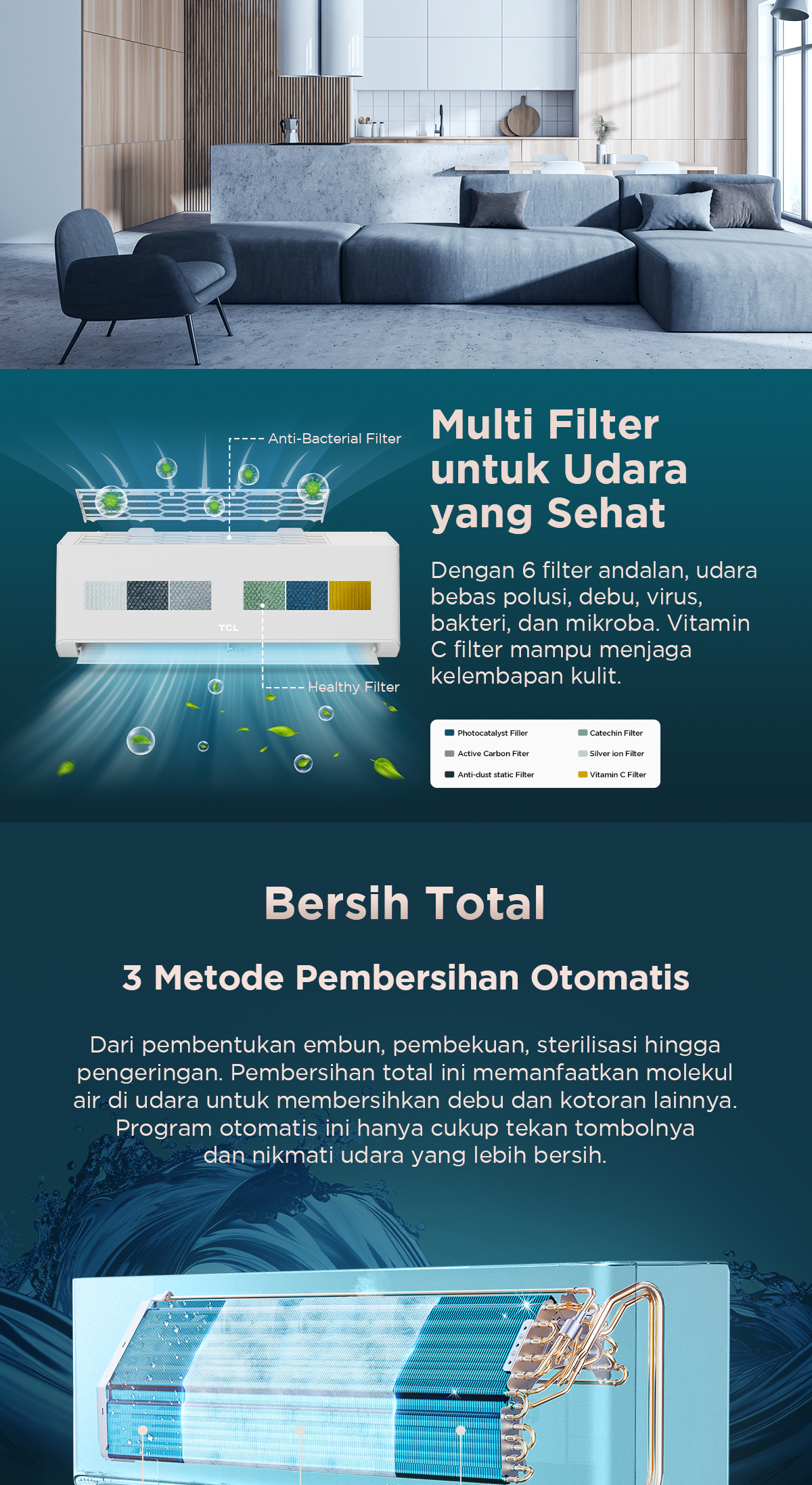 Jual TCL AC Inverter 1 PK - Gentle Breeze - Healthy Filter - Hemat ...