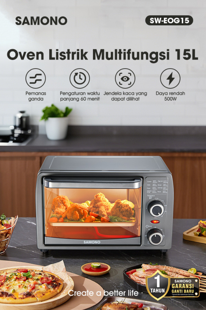 Jual SAMONO Oven Listrik 15 Liter Low Watt Pemanggang Kue Bolu Roti ...