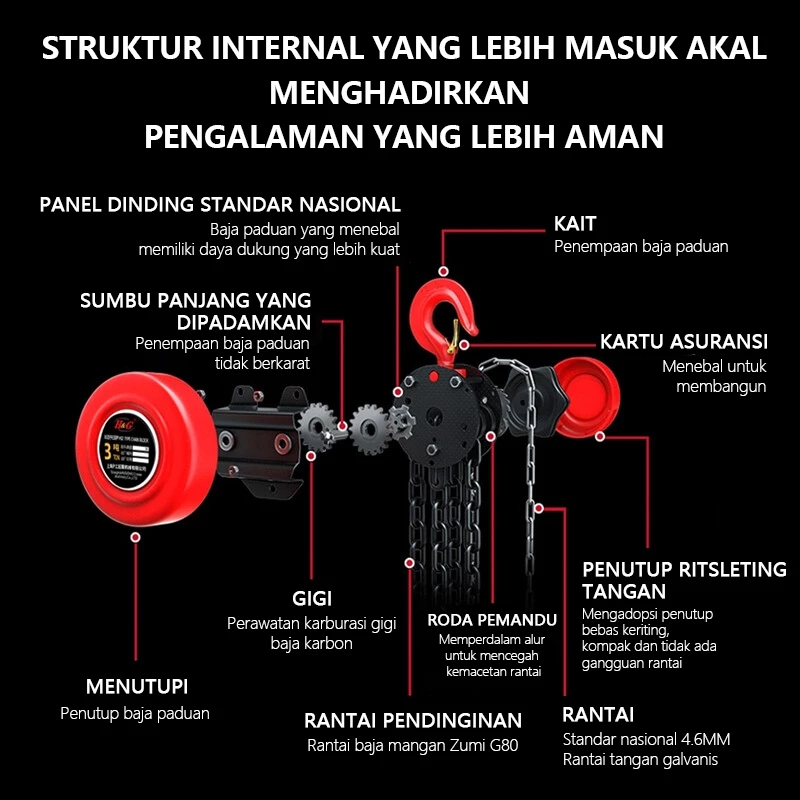 Jual Katrol Rantai Manual 1 Ton & 2 Ton - Chain Block Heavy Duty untuk ...