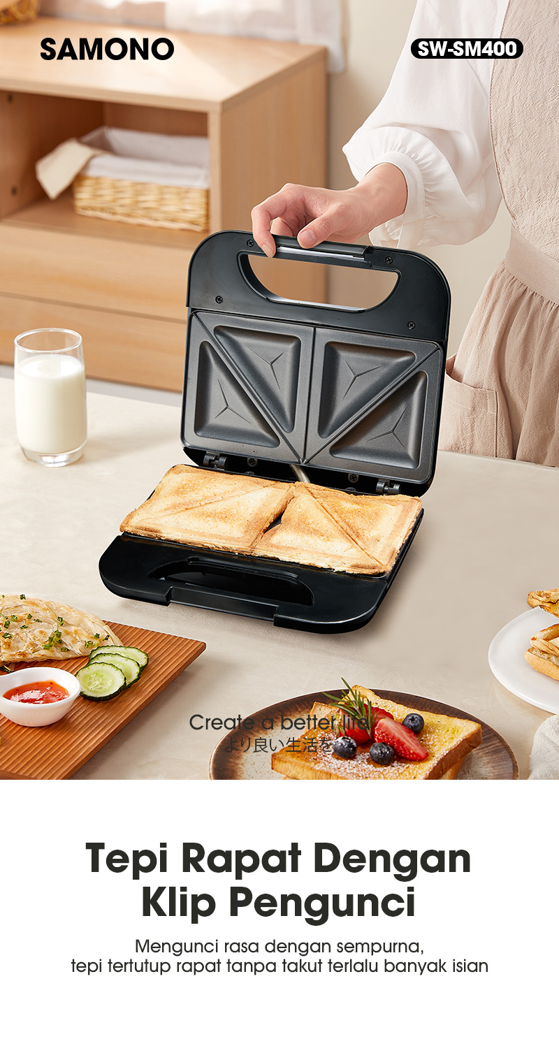 Jual SAMONO Sandwich Maker 2 Set Pemanggang 400 Watt Anti Lengket SW ...