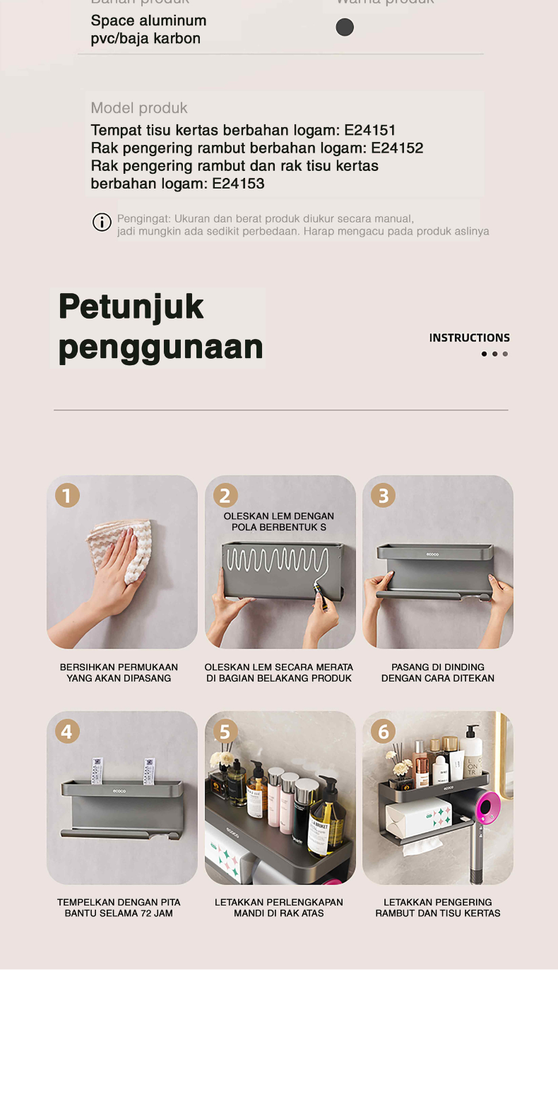 Jual ECOCO Hardware Tissue Holder Aluminium - Rak Tissue Gantung, Rak ...