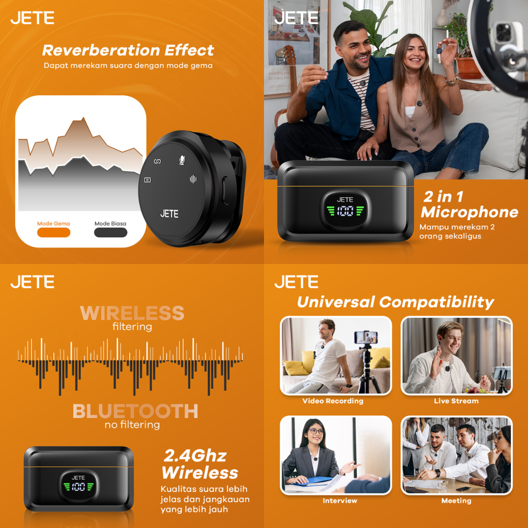 Jual JETE MP1 Microphone Wireless Magnetik with Charging Dock FREE ...