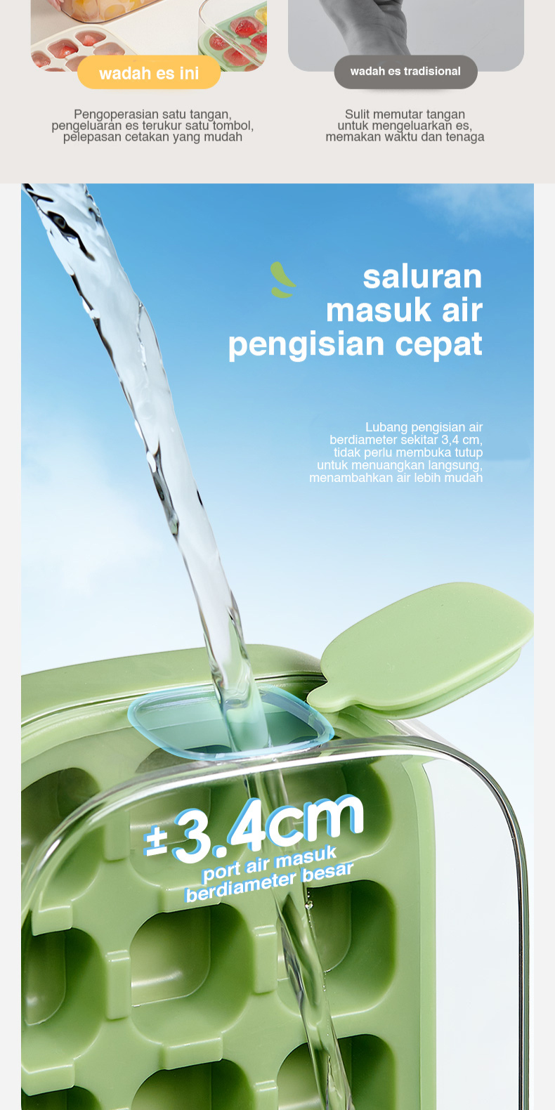Jual ECOCO Quantitative Ice Cube Tray - cetakan es batu food grade es ...