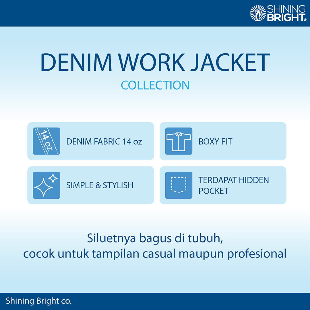 Jual Shining Bright Light Gold Work Jacket Denim - Blue | Shopee Indonesia