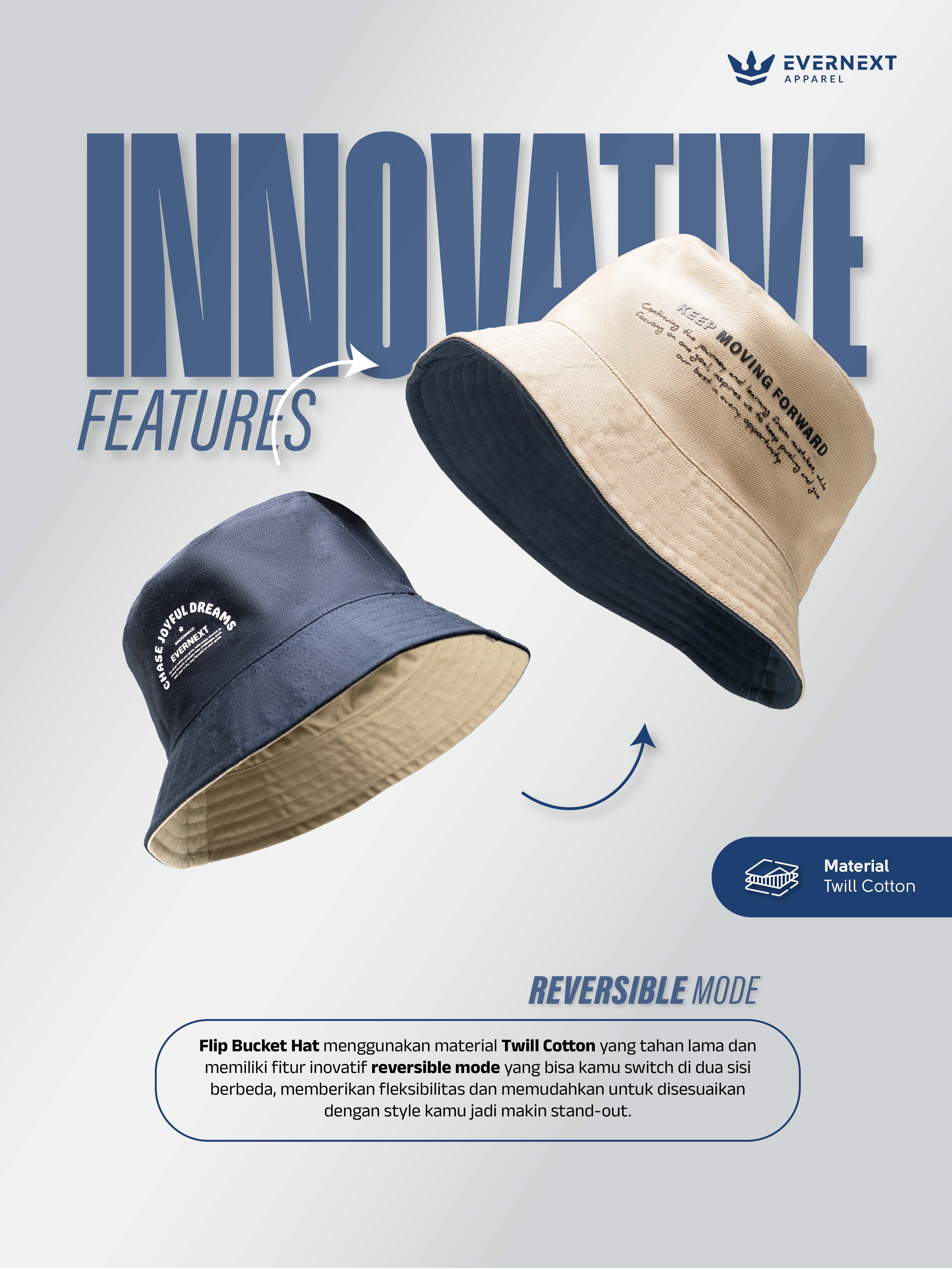 Jual Evernext -Topi Bucket Hat Flip Pria Topi Travelling Outdoor Gunung ...