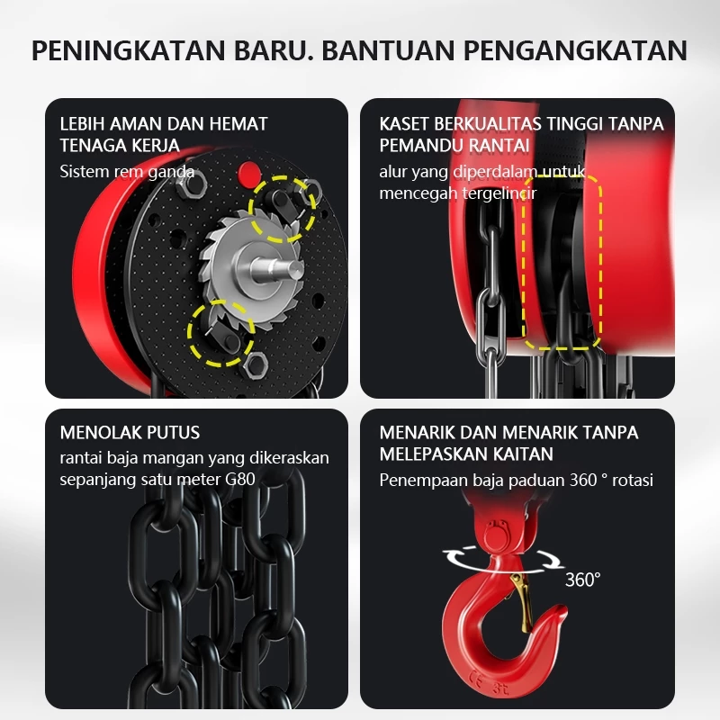 Jual Katrol Rantai Manual 1 Ton & 2 Ton - Chain Block Heavy Duty untuk ...