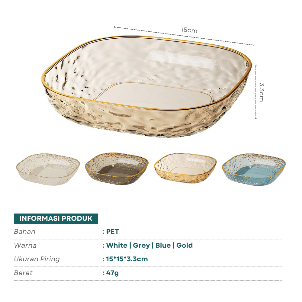 Jual JOYCOOK Piring Saji Grey Mini Kotak Diamond Cantik Transparan ...