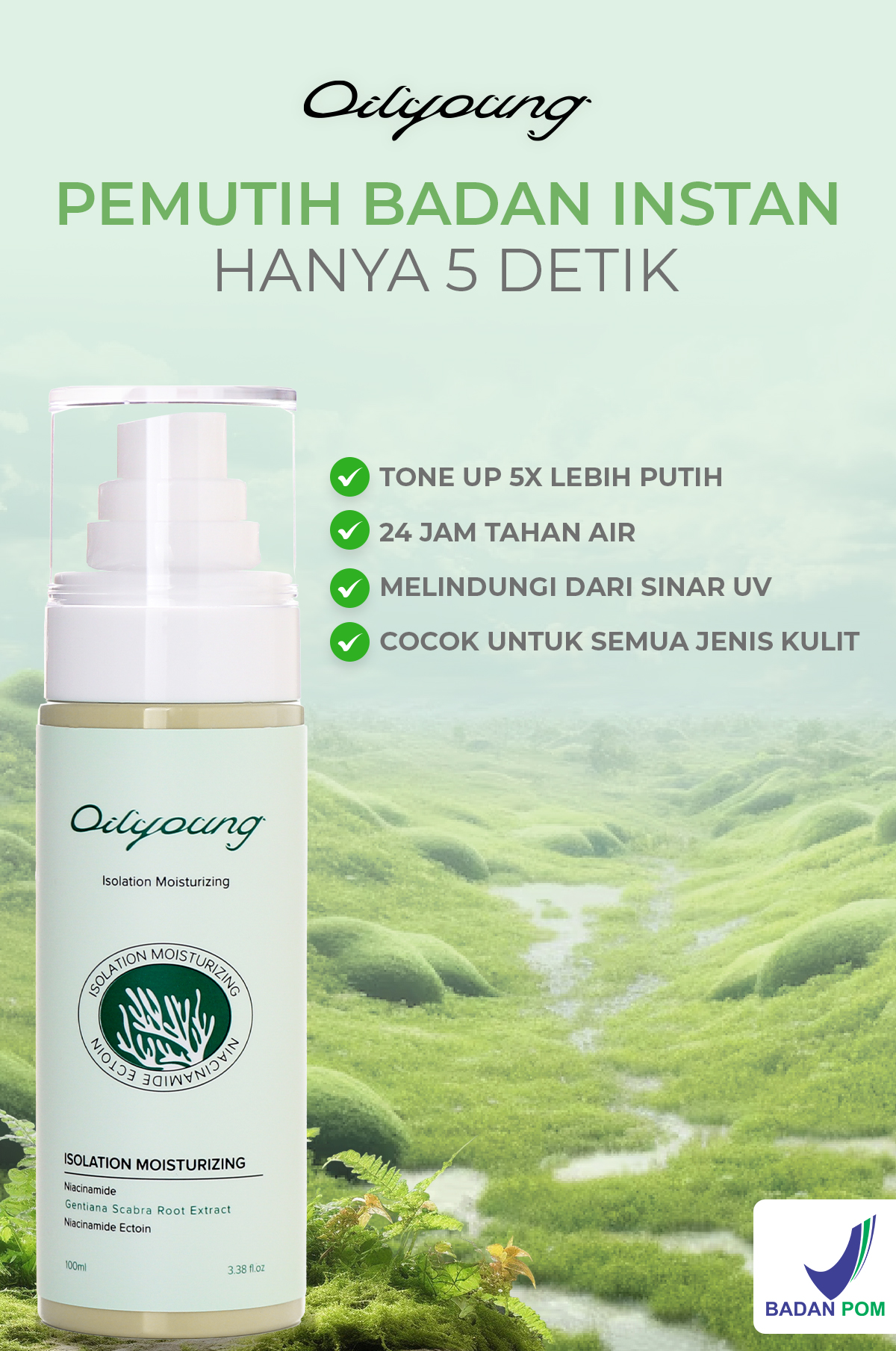 Jual OILYOUNG Pemutih Badan Instan Body Lotion Whitening Brightening ...