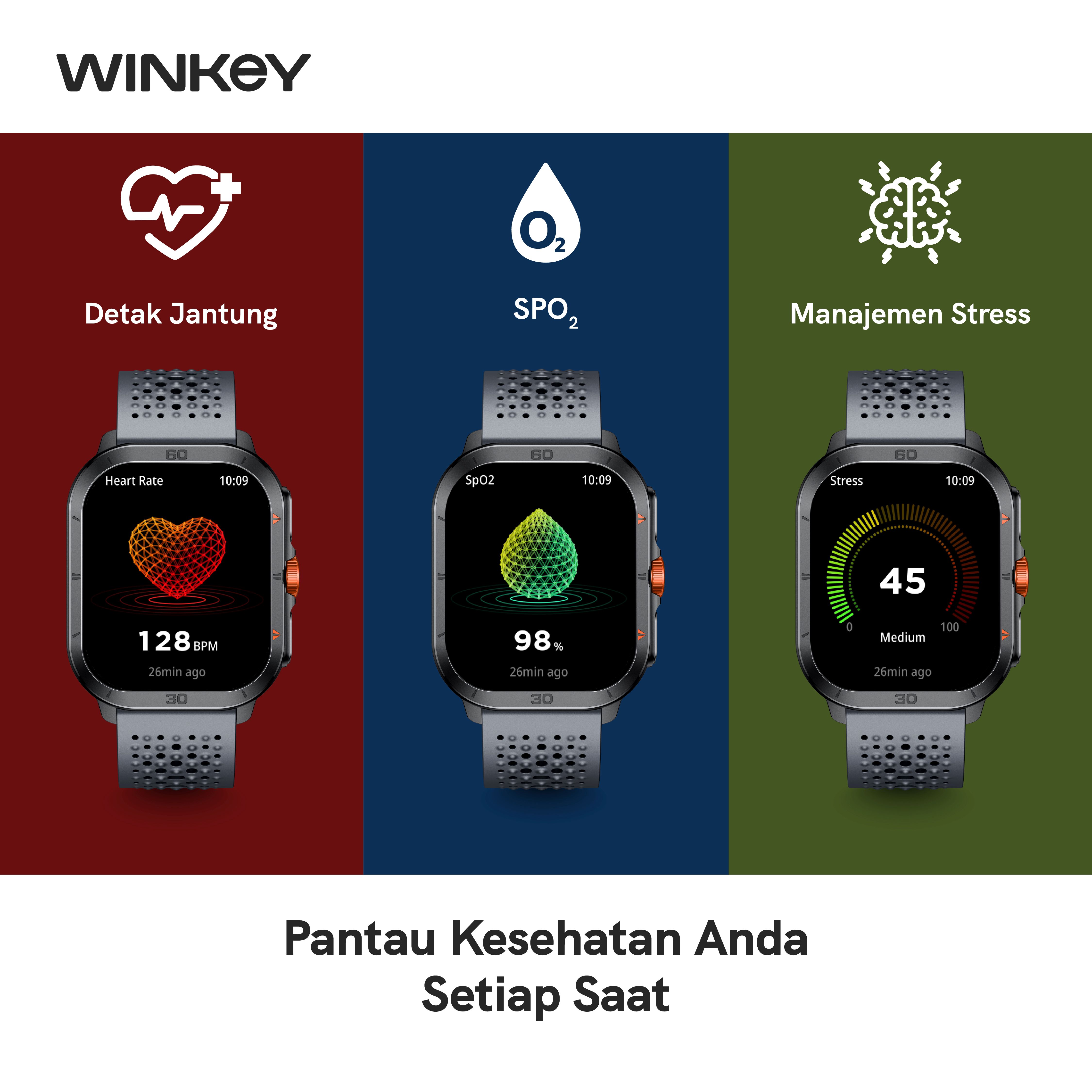 Jual WINKEY Smartwatch Pria Titan X Metal Frame Layar AMOLED 100+ Mode ...