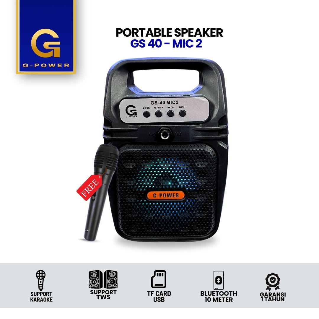 G-POWER Speaker Gs-40 Mic2 Wireless Multimedia Speaker Free Mic Kabel
