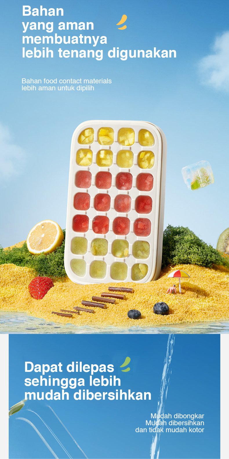 Jual ECOCO Quantitative Ice Cube Tray - cetakan es batu food grade es ...
