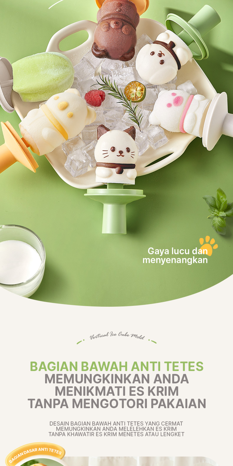 Jual ECOCO Vertical Ice Cube Mold - Cetakan es krim food grade silikon ...