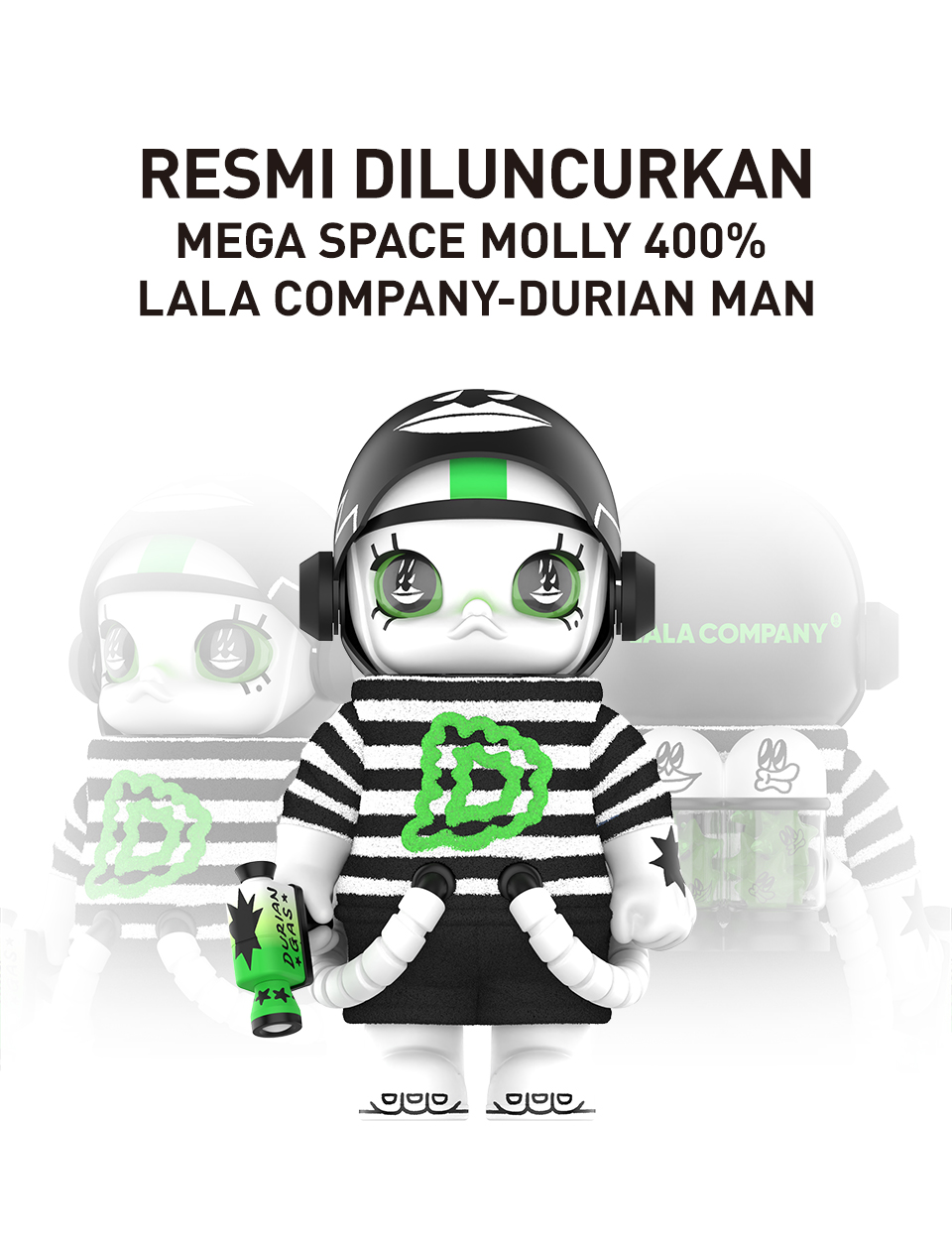 Jual POP MART MEGA SPACE MOLLY 400% LALA COMPANY - DURIAN MAN