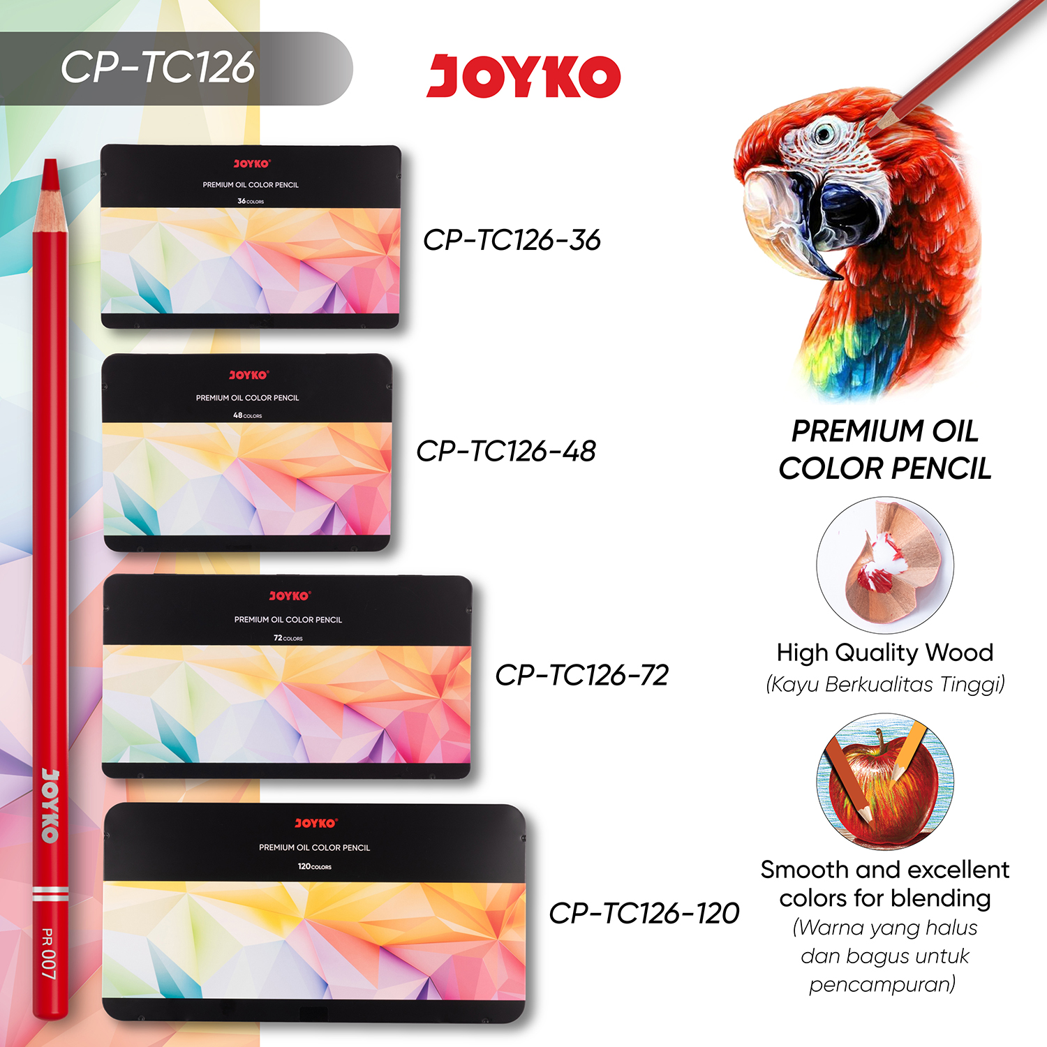 Jual JOYKO Premium Oil Color Pencil Pensil Warna CP-TC126 | Shopee ...