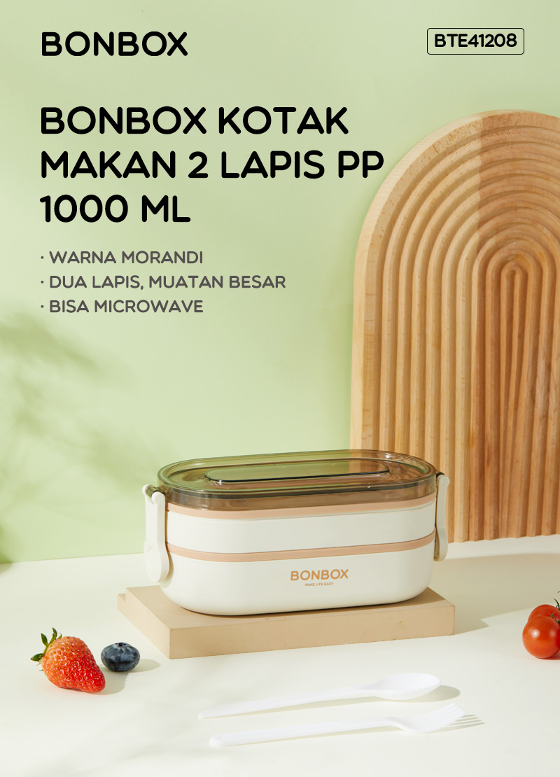 Jual [ MICROWAVE SAFE ] BONBOX Lunch Box PP 1000ML - 2 LAPIS SEKAT ANTI ...