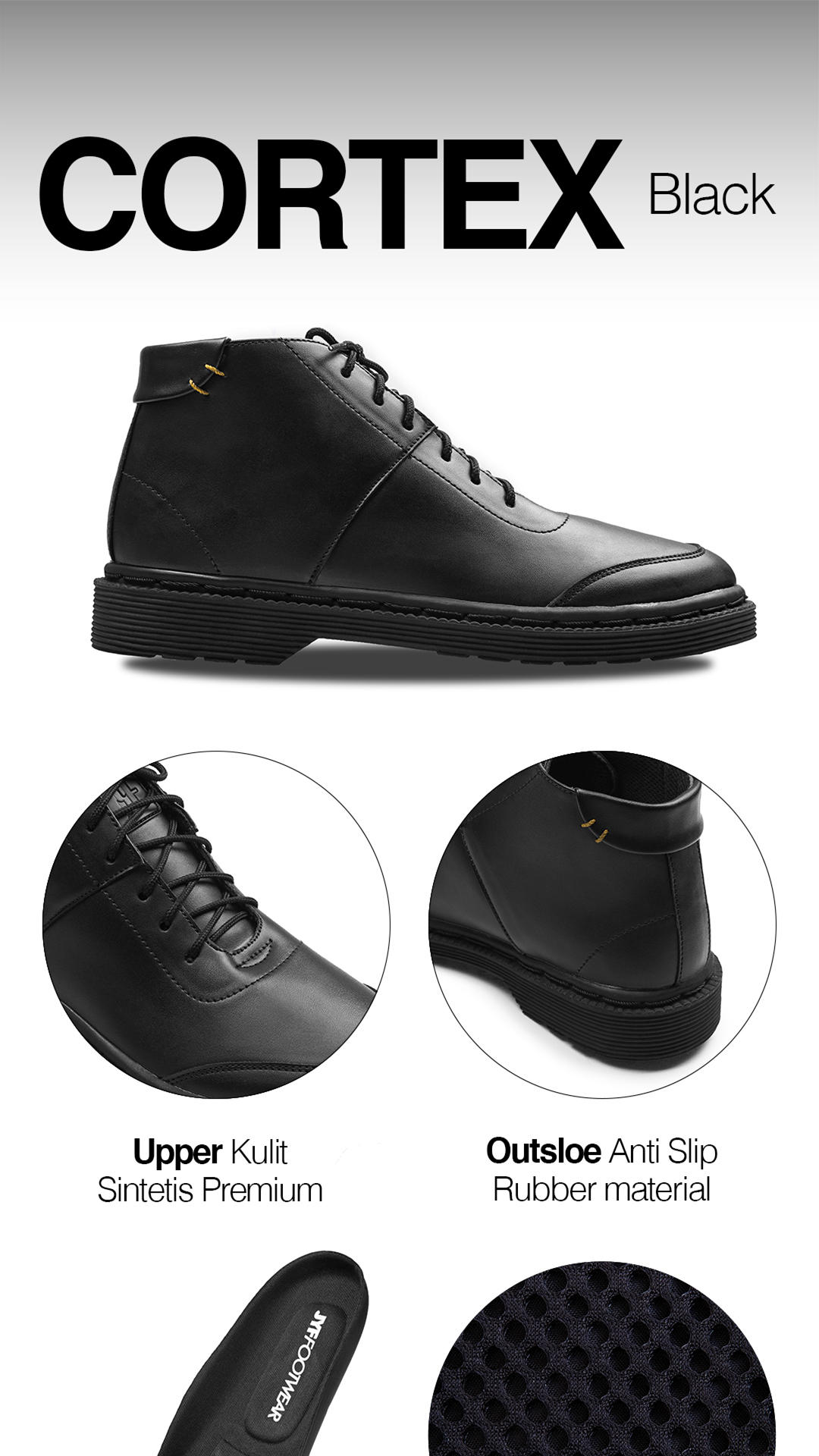 Jual JYF - Cortex Black Sepatu Boot Pria Formal Casual | Shopee Indonesia
