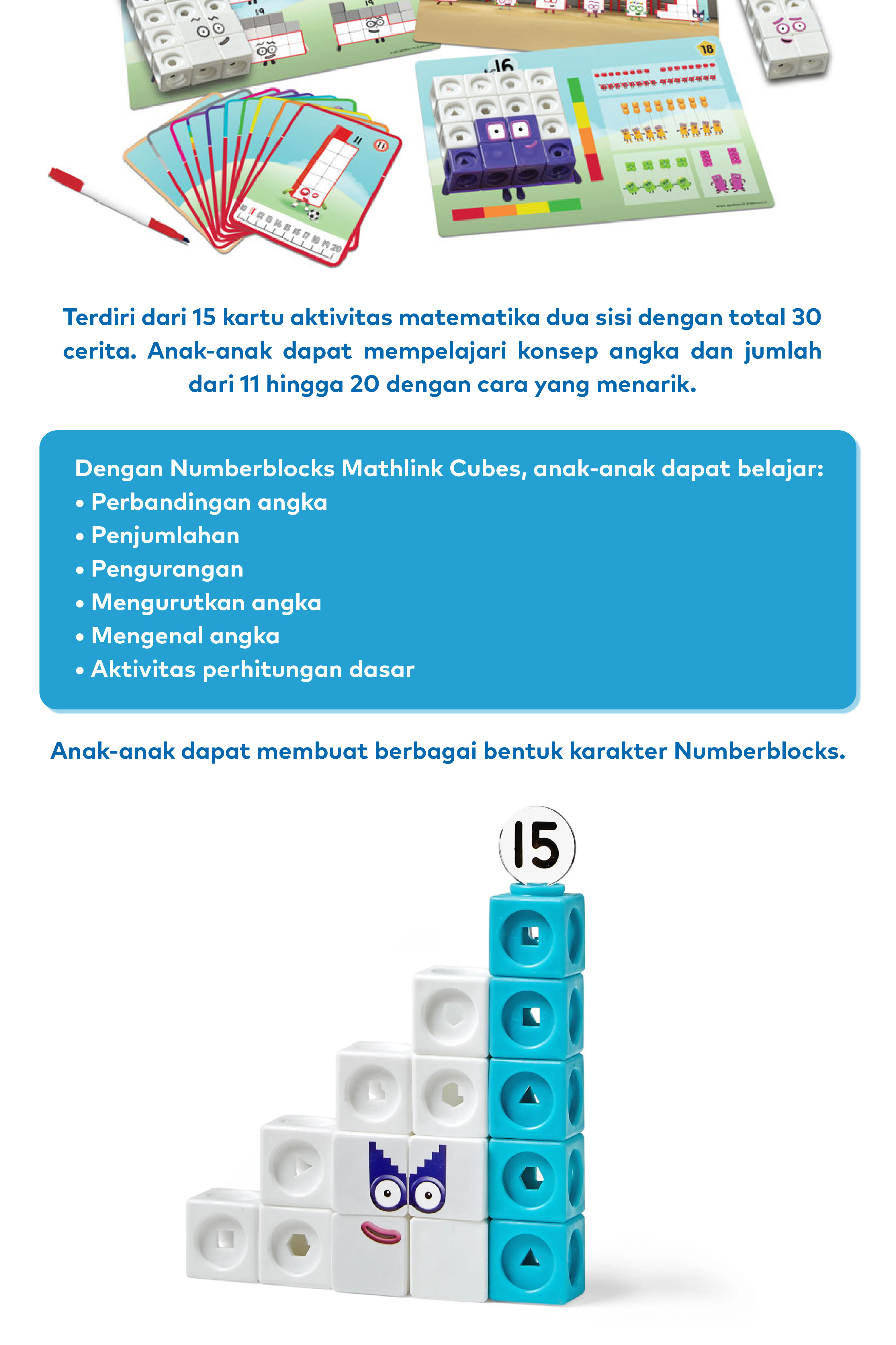 Jual Hand2Mind - Numberblocks MathLink Cubes 11–20 Activity Set ...