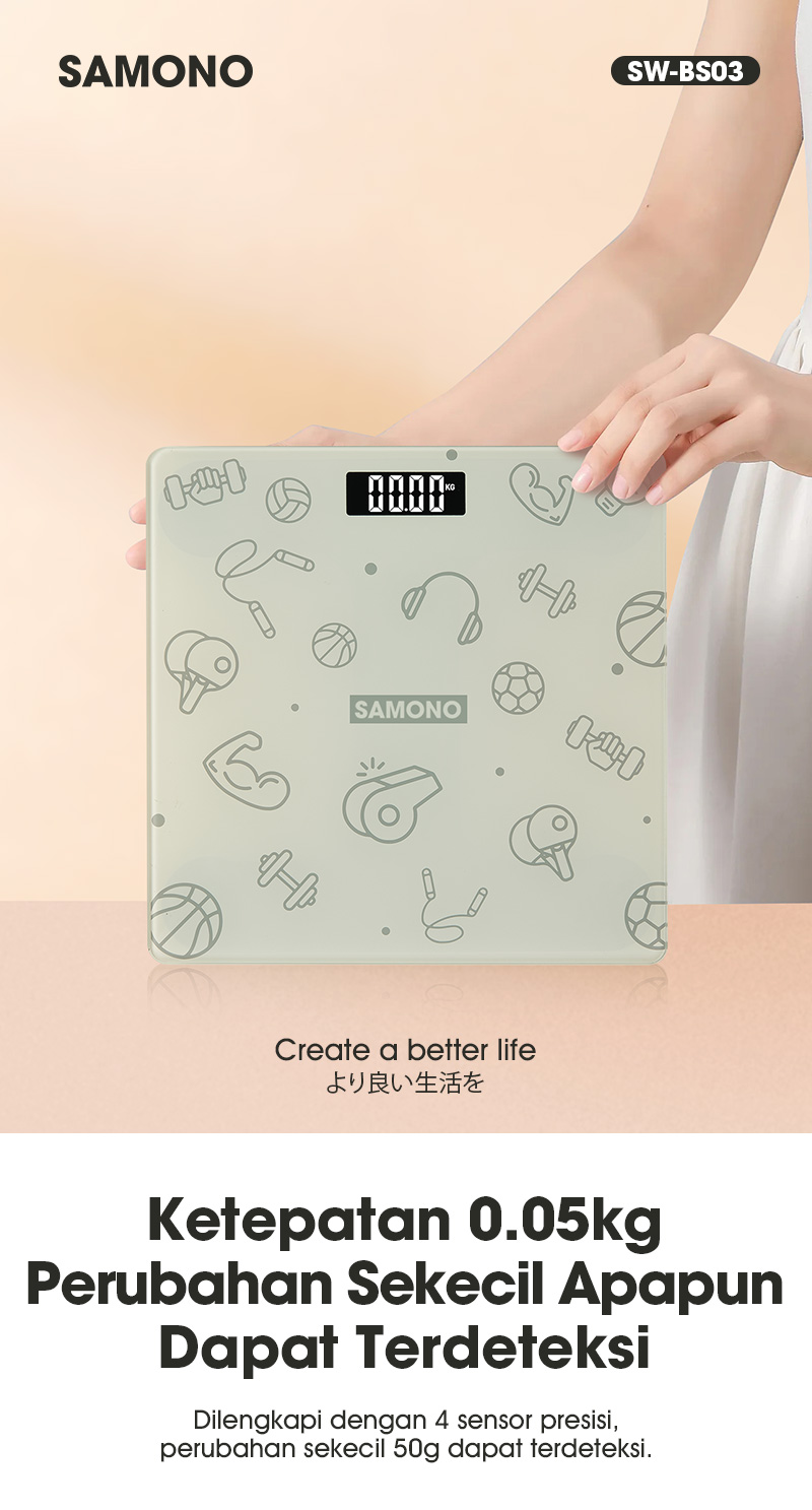 Jual SAMONO Timbangan Digital Badan LED Display 150kg – Akurasi 0.05kg ...