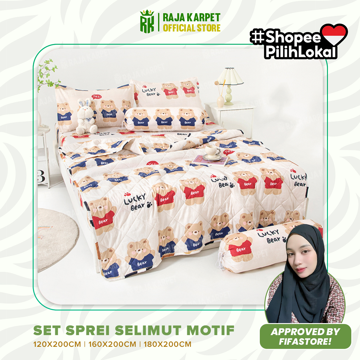 Jual RAJA x FIFASTORE Sprei Set Bedcover Sarung Bantal Guling Bed Cover ...