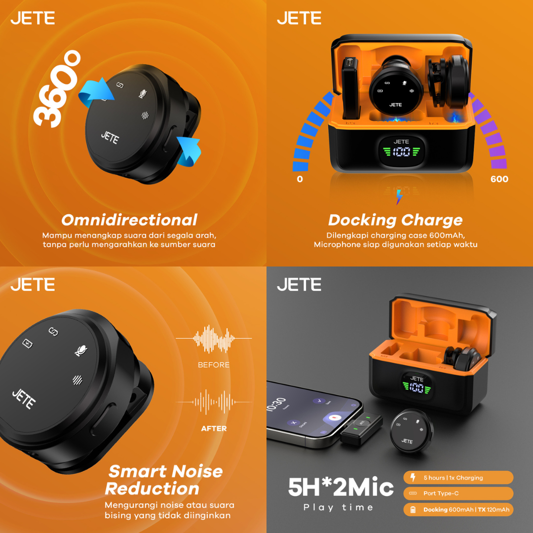 Jual JETE MP1 Microphone Wireless Magnetik with Charging Dock FREE ...