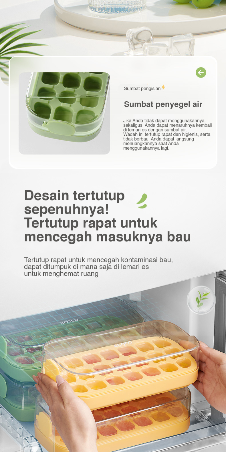 Jual ECOCO Quantitative Ice Cube Tray - cetakan es batu food grade es ...