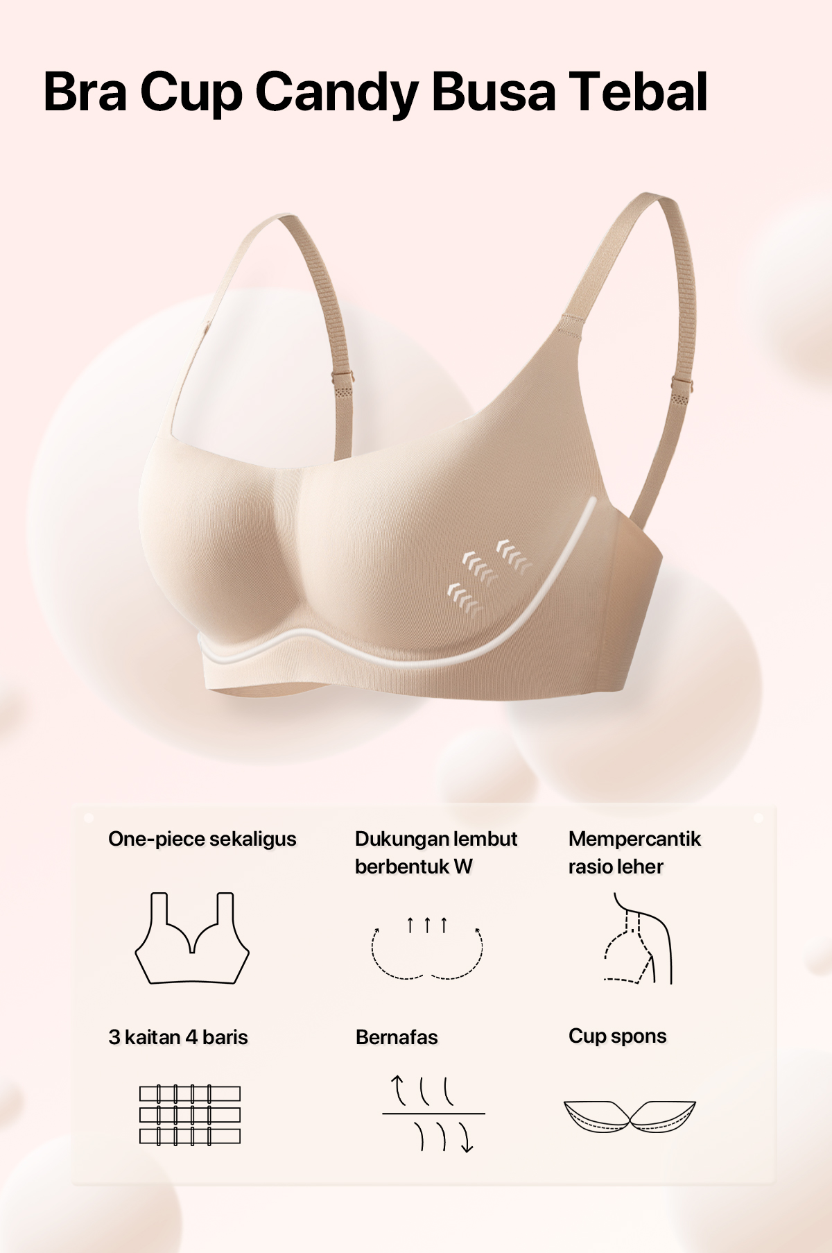 Jual GRENEY - Gbras - Bra (3pcs) Cup Candy bra wanita one piece tanpa ...