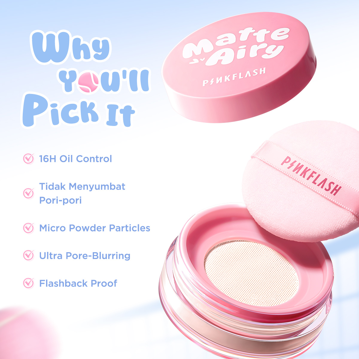 Jual [NEW]PINKFLASH AiryMatte Loose Powder Oil Control Waterproof Ultra ...