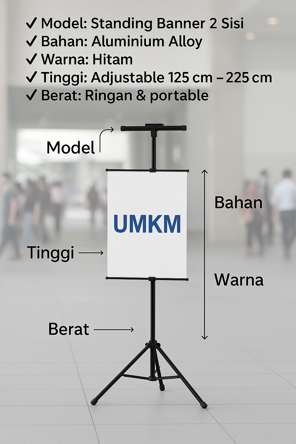 Jual VIDRONA Tripod Banner 2 Sisi Standing Display Stand Promosi Tiang ...
