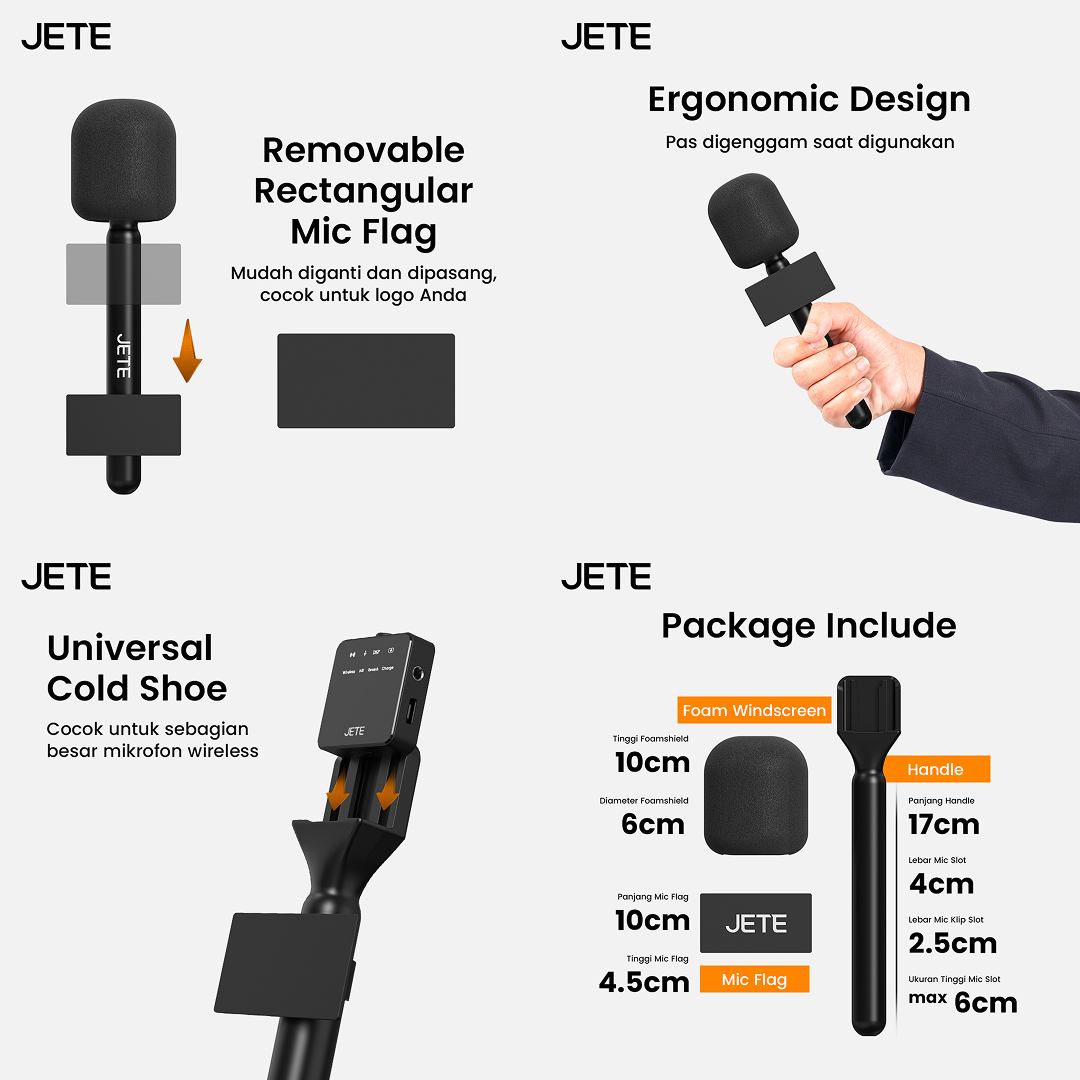 Jual JETE HMP1 Grip On Microphone Wireless Mikrofon Universal Handle ...