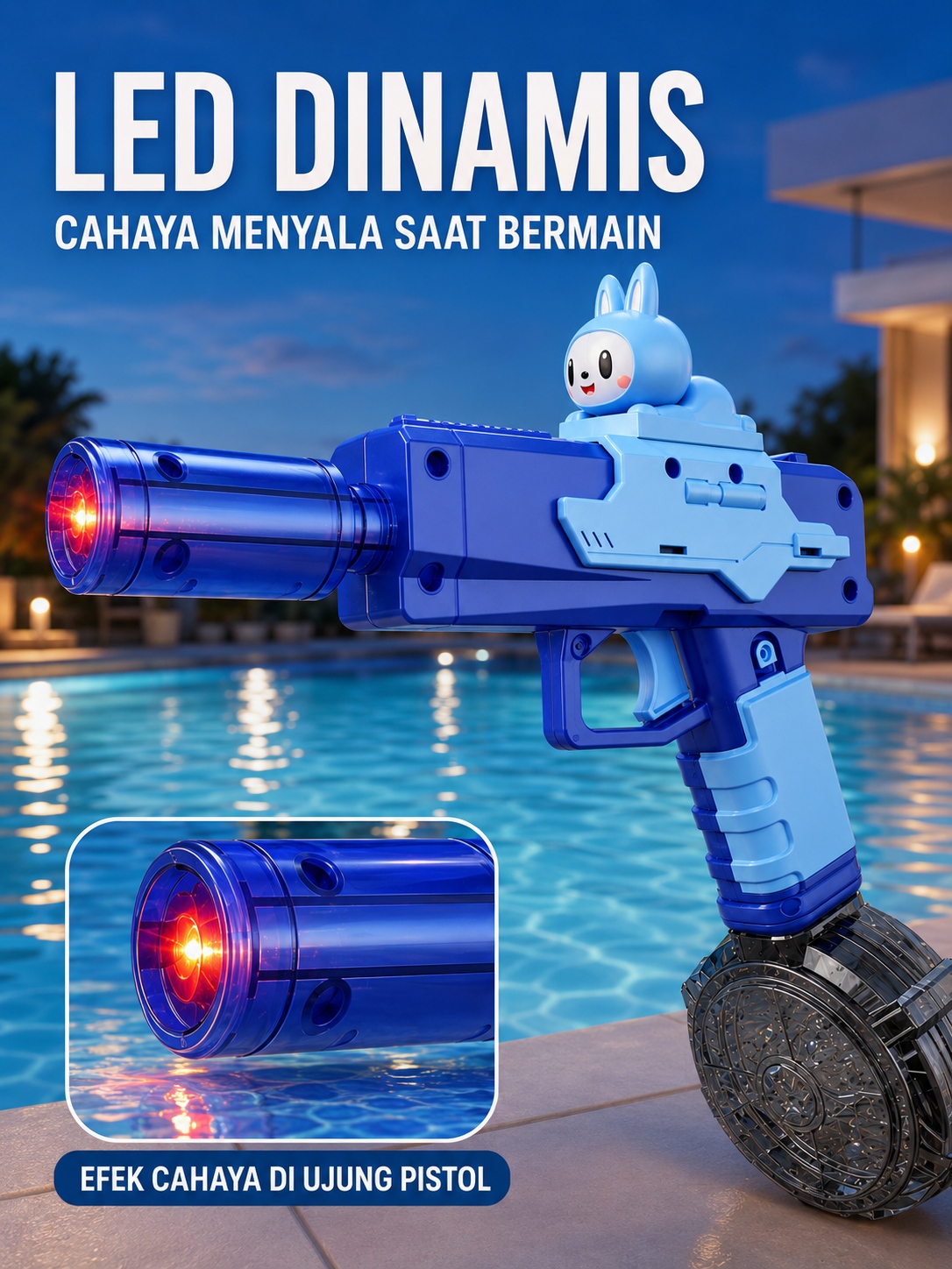 Jual Snapzy Pistol Air Elektrik Anak Otomatis LED Tangki Besar Baterai ...