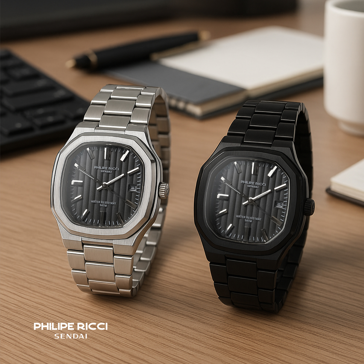 Jual PhiLipe Ricci Sendai Jam Tangan Pria Rantai Stainless Steel Simple ...