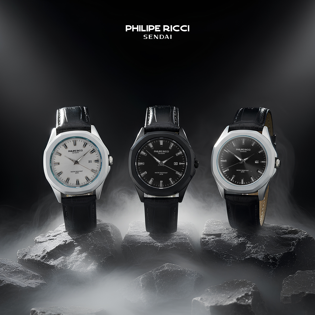 Jual PhiLipe Ricci Sendai Jam Tangan Pria Kulit Hitam Terbaru 100% Ori ...