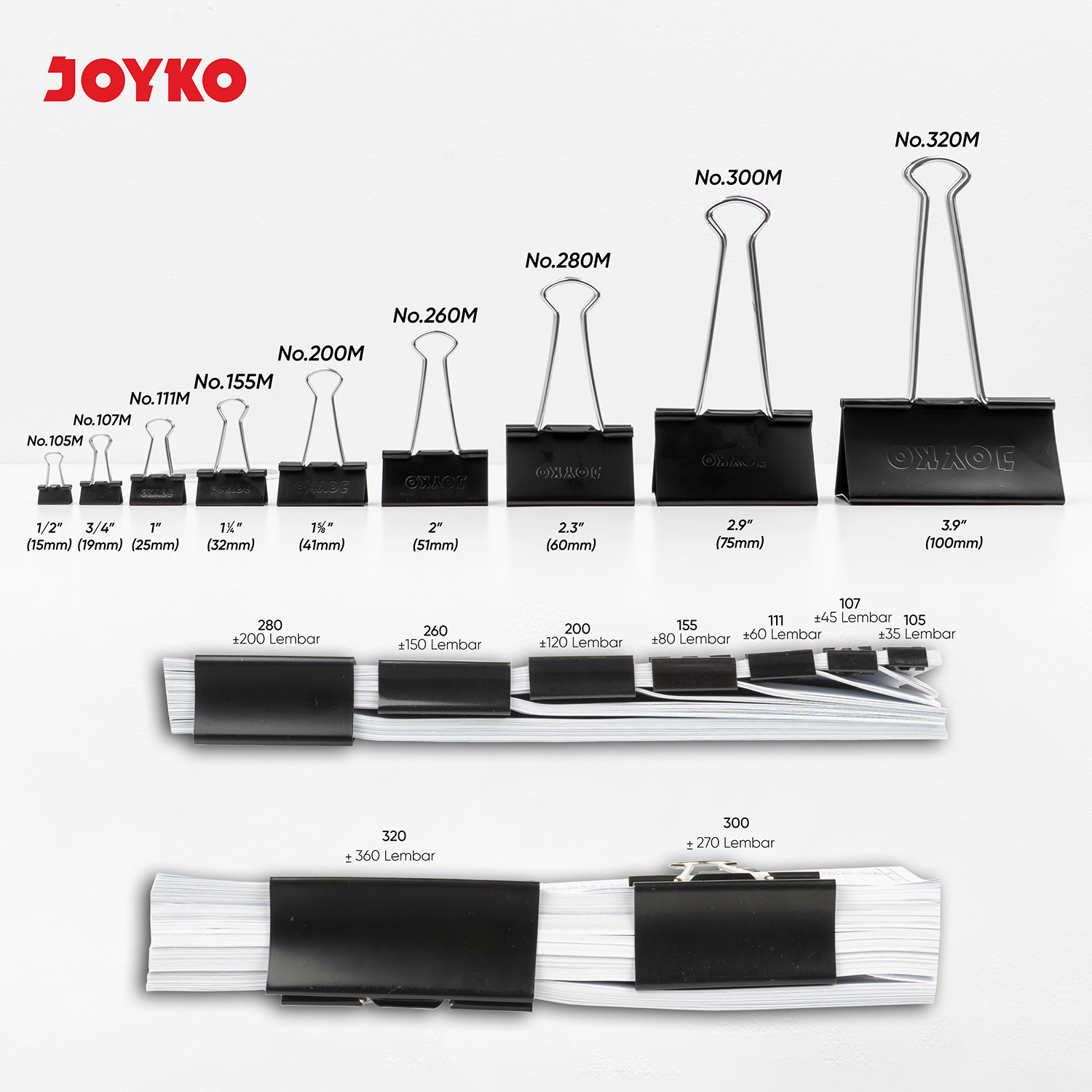 Jual JOYKO Binder Clip Klip Penjepit Kertas 105M~260M | Shopee Indonesia