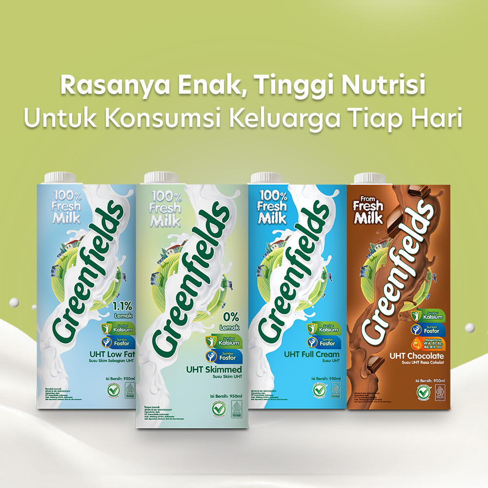 Jual [Triplepack] Susu Greenfields UHT Skimmed 950mL x 3 pcs | Shopee ...