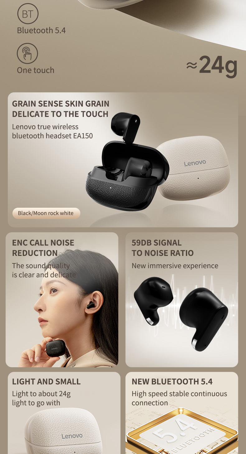 Jual Lenovo Thinkplus EA150 ENC True Wireless Bluetooth Mini Earbuds ...