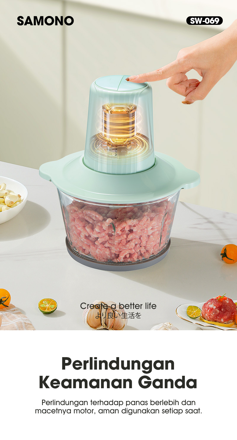 Jual [Spesial TOP Creator] SAMONO Food Chopper 2.2L Kaca chopper daging ...