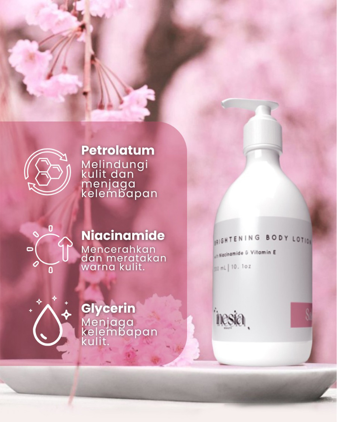 Jual Inesia Sakura Brightening Body Lotion 300ml with Niacinamide ...