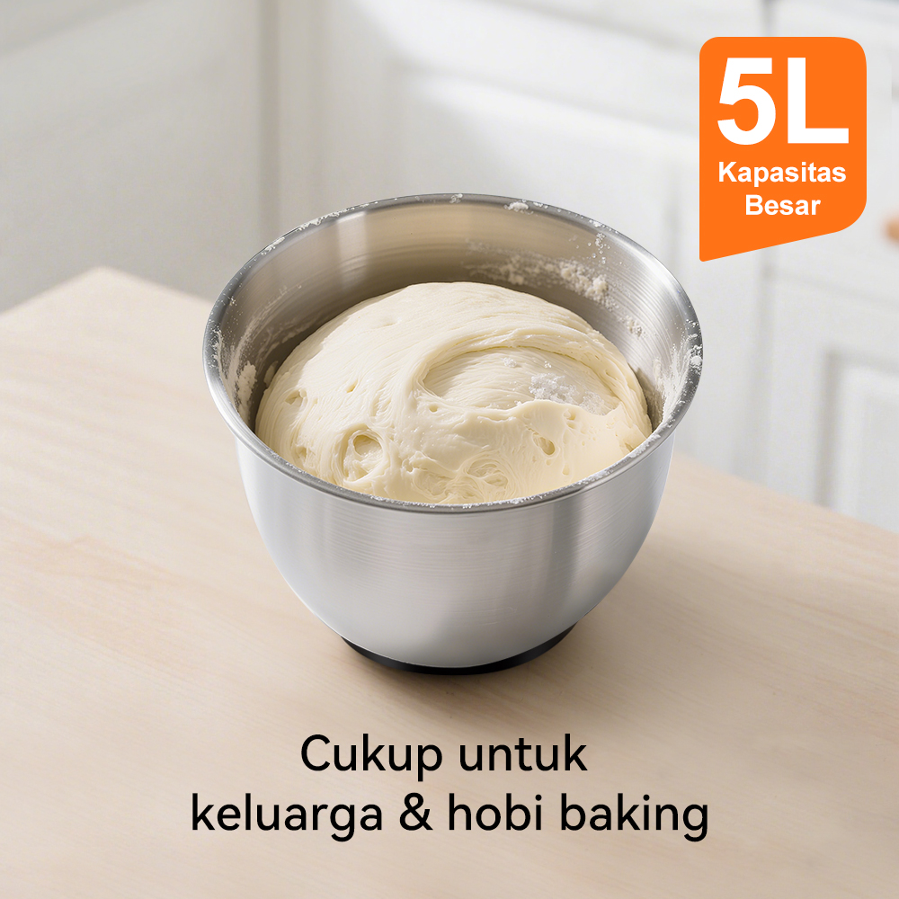 Jual Saluyar Mixer Roti Listrik 5L 1000W – Stand Mixer Planetary, 3 ...