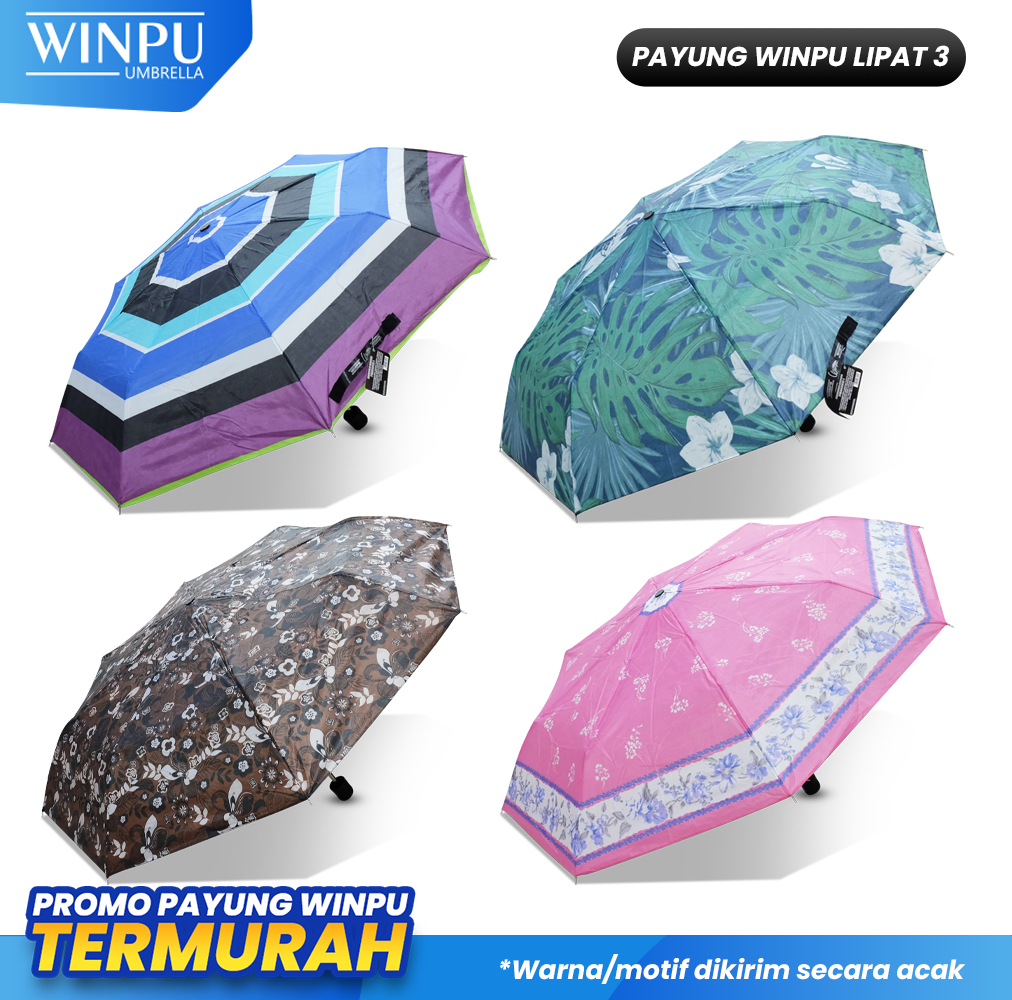 Jual WINPU Payung Lipat 3 super murah motif bunga tebal bagus obral ...